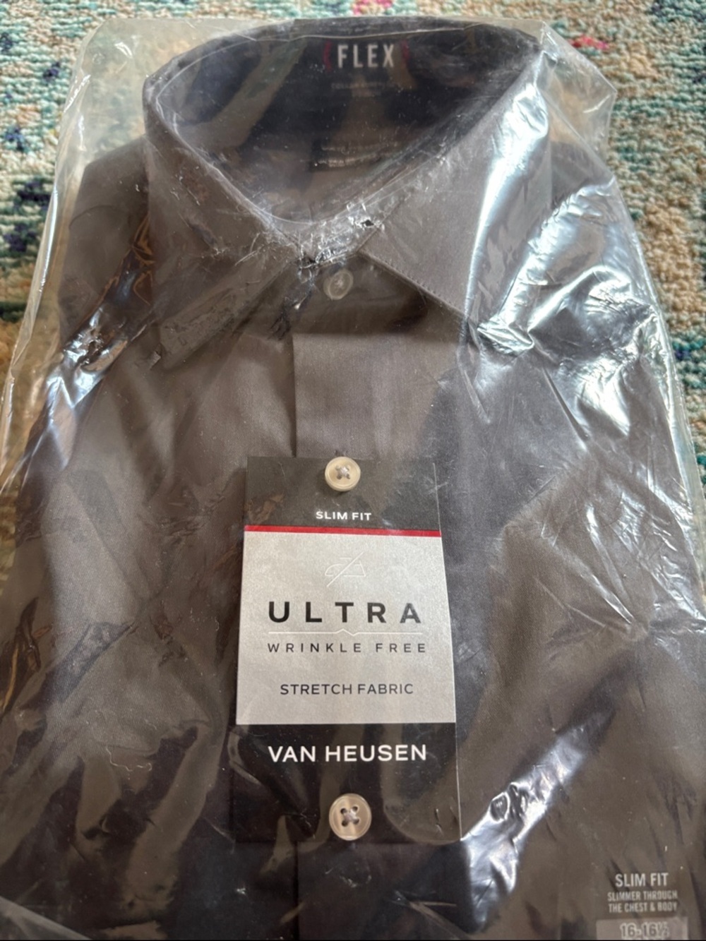Van Heusen Charcoal Slim Fit Dress Shirt - Flex Ultra